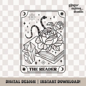 tarot karte der Leser png, Tarot Karte, lesen, Buch Liebhaber, literarisch, Minimalist, Buch Club, Leser Geschenke, Buch Liebhaber Geschenk, Sublimation, svg