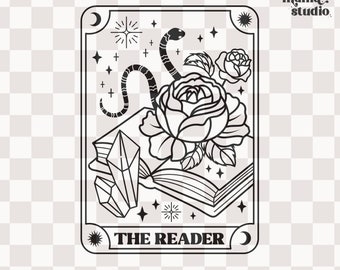 tarot card the reader png, tarot card, reading, book lover, bookish, minimalist, book club, reader gifts, book lover gift, sublimation, svg