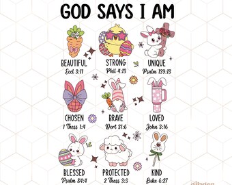 god says I am easter png, easter bunny png, jesus easter png, cute christian easter png, retro easter png, god says png, easter vibes png