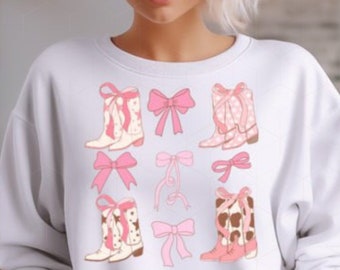 coquette cowgirl png, coquette pink bows, in my coquette era png, trendy coquette png, coquette girly png, soft girl era, coquette western