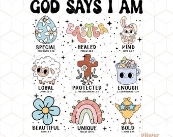 god says i am easter sparkle png, trendy easter png, retro easter png, god says easter png, retro easter bunny png, faith png, happy easter