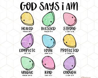god says I am easter eggs png, retro easter png, christian easter png, easter vibes png, bible verse easter png, god says easter eggs png