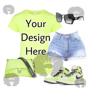Women&#39;s Neon Yellow T-shirt Mockup