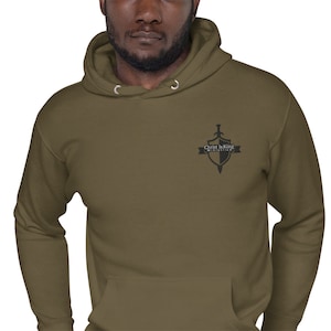 Christ Is King Unisex Hoodie Embroidered Logo on Front Mission Statement on Back