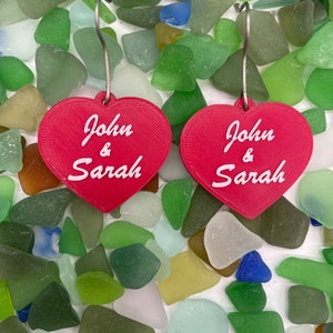 Personalized Heart Shaped Earrings: A Sentimental Keepsake for Your Loved One • Create a Unique Customized Gift • Romantic Love Jewelry