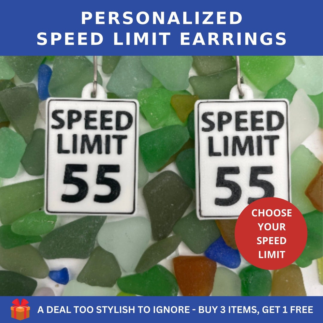 Personalized Speed Limit Earrings | Custom Road Sign Jewelry | Unique ...