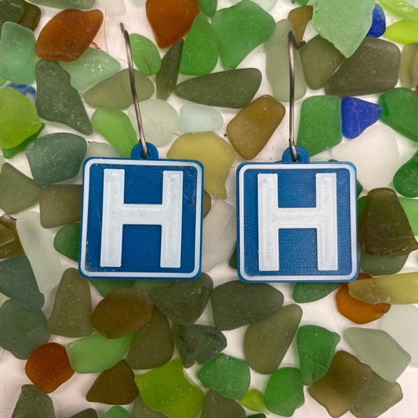 Hospital Sign Drop Earrings • Fun Healthcare Worker Gift • Unique Novelty Dangle Earrings For Healthcare Heroes • Lightweight Nurse Jewelry