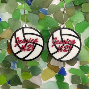 Personalized Volleyball Earrings - Add Your Favorite Player or Team Name and Number (Optional) •  Custom Sports Jewelry • Gift For Her