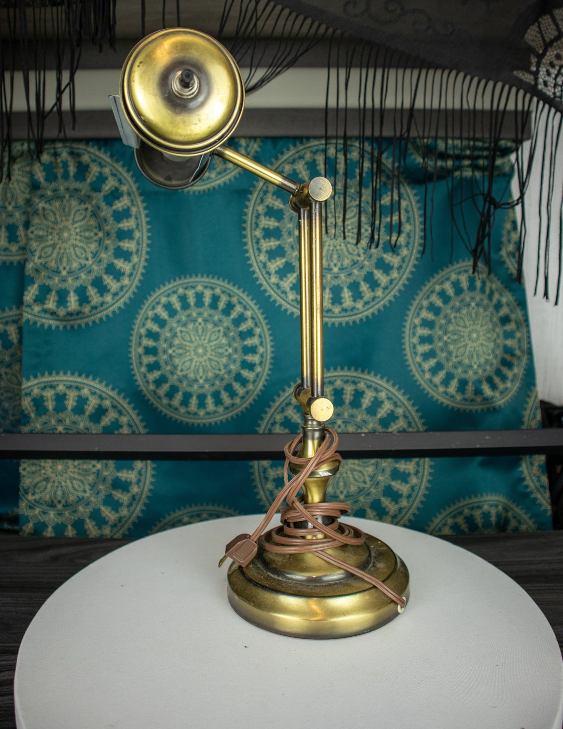 vintage brass bankers lamp