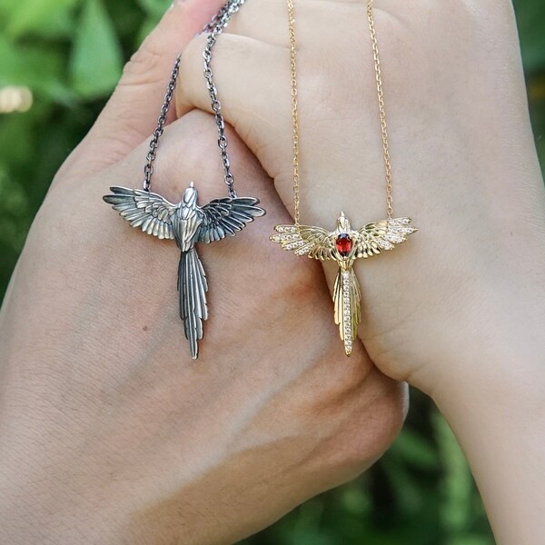 Flying Birds Necklace Etsy