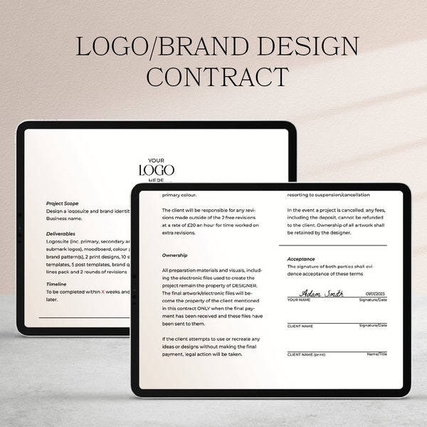 Freelance Logo and Branding Design Contract Template Between Designer and Client, Short and Simple Graphic Designer Contract