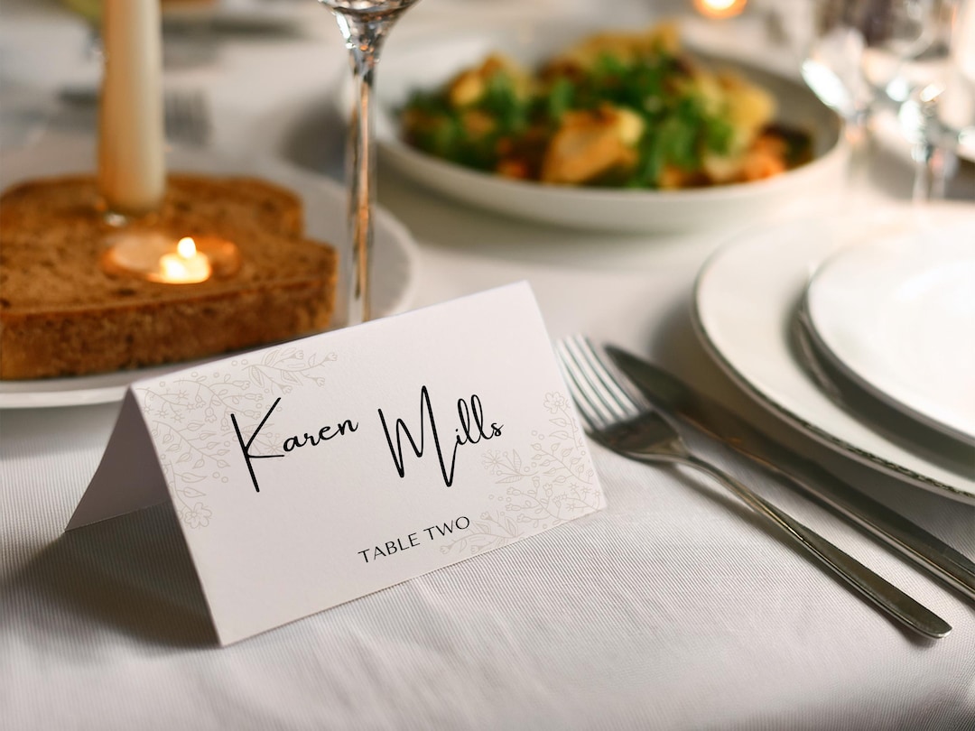 EDITABLE Modern Wedding Table Card Sign, Minimalist Wedding Place Card ...