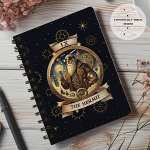 Steampunk Tarot Hermit Lined Notebook | Softcover, Spiral, Hardcover, Occult Journal, Witchy Gift, Gothic Steampunk, Tarot Journal