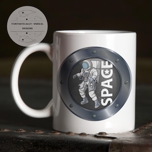 SPACE Astronaut Beverage Mug | Ceramic Mug, Enamel Camping Mug, Hot Cocoa Mug, Coffee Gift, Tea Gift, Outer Space Mug, Nerdy Space Mug