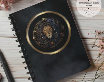 Celestial Leo Lined Notebook | Hardcover Journal, Spiral Bound Journal, Writer Gifts, Zodiac Gift, Astrology Lover Gifts, Zodiac Sign