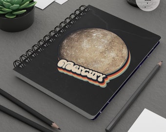 Retro Mercury Lined Notebook | Hardcover Journal, Spiral Bound Journal, Writer Gifts, Astronomy Gifts, Space Gifts, Outer Space, Nerdy Gifts