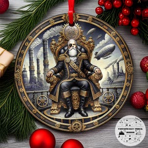 Steampunk tarot keizer aluminium ornament | Rond, gepersonaliseerd, heksachtig gotisch vakantiedecor, mystiek gotisch cadeau-idee, hemels decor
