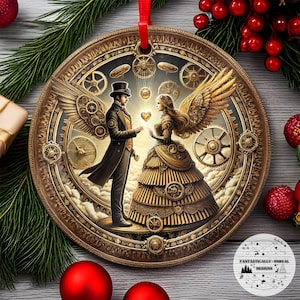 Steampunk tarot keizer aluminium ornament | Rond, gepersonaliseerd, heksachtig gotisch vakantiedecor, mystiek gotisch cadeau-idee, hemels decor