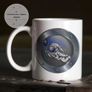 Catching Stars Beverage Mug | Ceramic Mug, Enamel Camping Mug, Hot Cocoa Mug, Coffee Gift, Tea Gift, Outer Space Mug, Nerdy Astronaut Mug