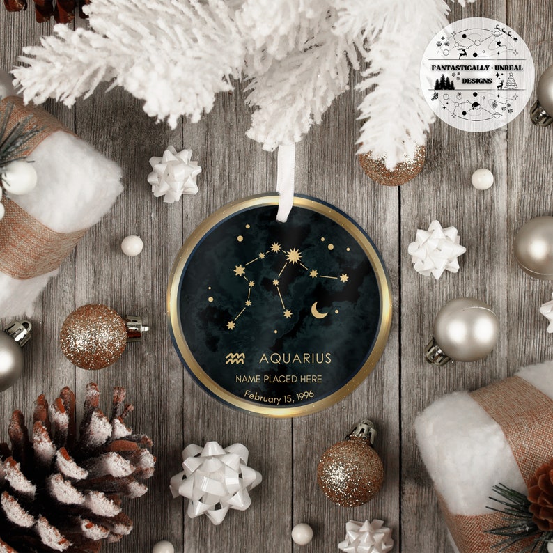 Celestial Aquarius Aluminum Ornament Personalized Ornament, Christmas
