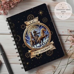 Steampunk Tarot Chariot Lined Notebook | Softcover, Spiral, Hardcover, Occult Journal, Witchy Gift, Gothic Steampunk, Tarot Journal