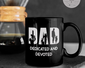 DAD Dedicated And Devoted Coffee Mug | Ceramic Mug, Enamel Mug, Camping Mug, Hot Cocoa Mug, Tea Mug, Nerdy Gifts, Dad Jokes, Funny Dad Mug