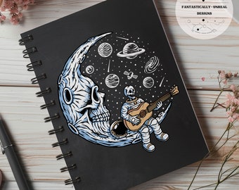 Lunar Musician Lined Notebook | Hardcover Journal, Spiral Bound Journal, Writer Gifts, Space Nerd Gifts, Outer Space Gifts, Cute Journal