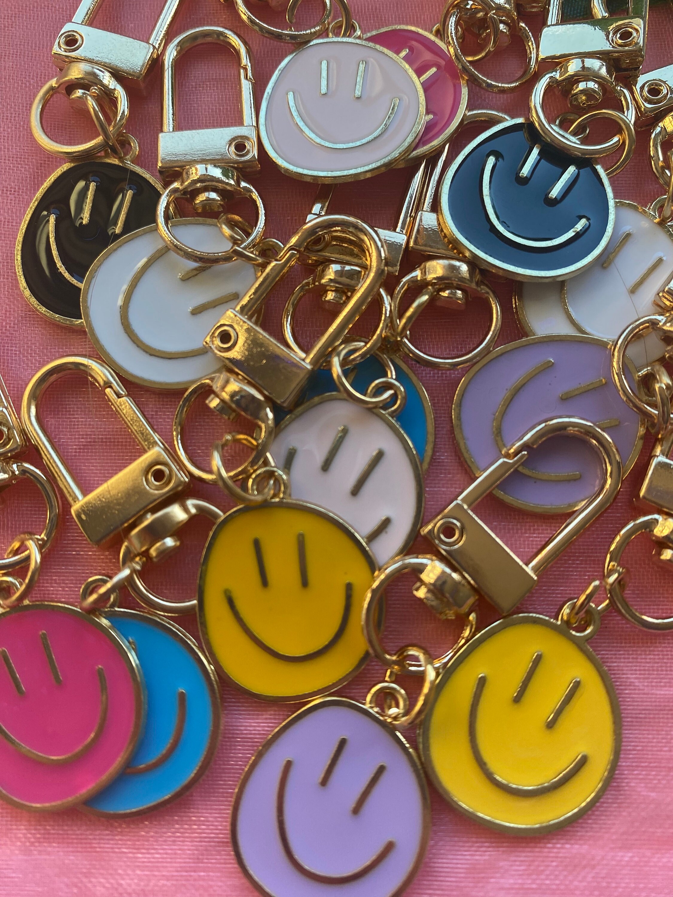 Face Key Rings Key Chain Cute Smiley Face Keychains - Yellow Happy Face Keyrings For ...
