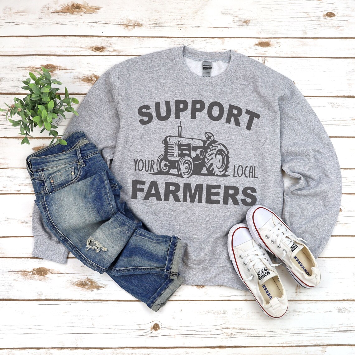Support Your Local Farmers Sweatshirt, Farm Sweatshirt, Unisex Farmer ...