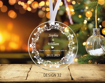 Personalized Christmas Tree Hanging Ornament, Christmas Decor, Christmas Gifts, Custom Engaged Ornament, Newly Wed Ornament, 2023 Ornament