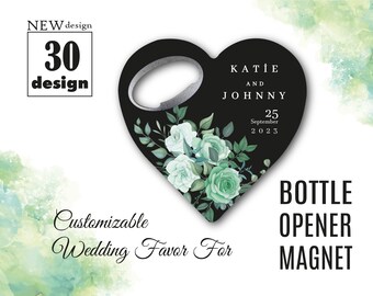 Heart opener magnet, Custom favor magnet, Wedding favor magnet, Bottle opener wedding favors for guests in bulk, Heart shape wedding magnet