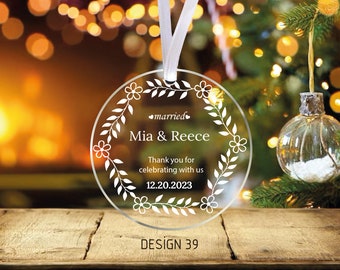 Personalized Engaged Christmas GLASS Ornament, Newly Engaged Gift for Christmas, Our First Christmas Engaged Ornament