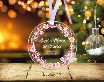 Personalized Engaged Christmas GLASS Ornament, Newly Engaged Gift for Christmas, Our First Christmas Engaged Ornament