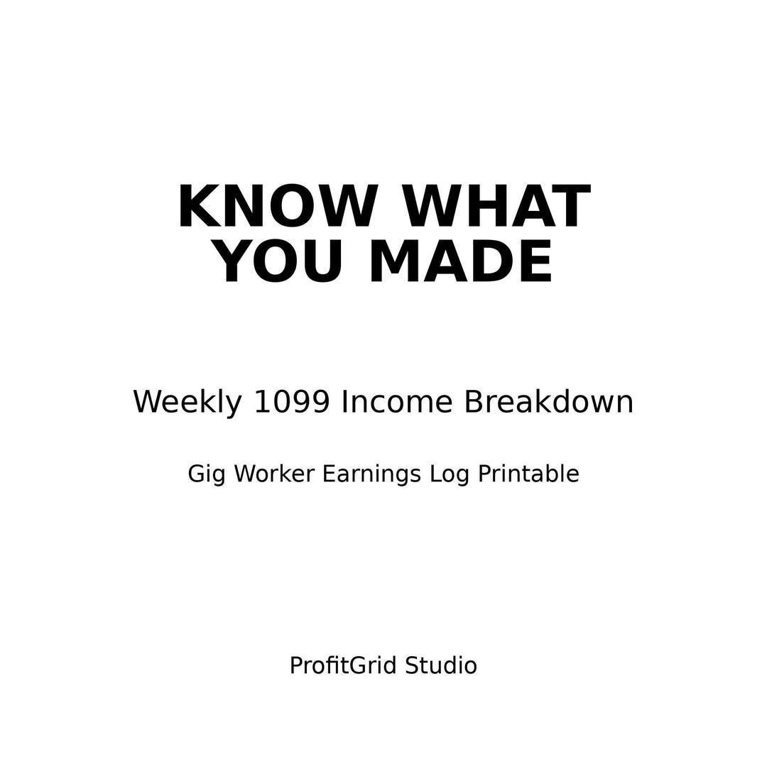 Weekly Income Log 1099 Weekly Income Log Printable | Gig Worker Earnings Tracker for ...