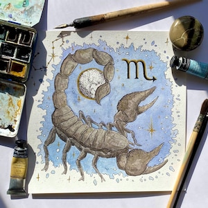 Original Aquarell-Illustration des Skorpion-Zeichens