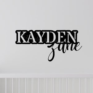 Large metal name sign, nursery name sign, boy name sign, above crib name sign, layered baby name sign,  girl name sign, cut out sign