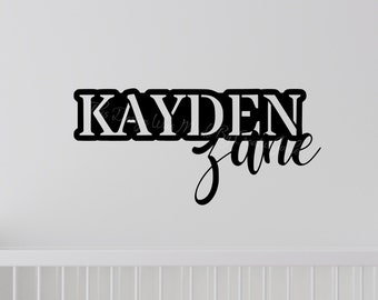 Large metal name sign, nursery name sign, boy name sign, above crib name sign, layered baby name sign,  girl name sign, cut out sign