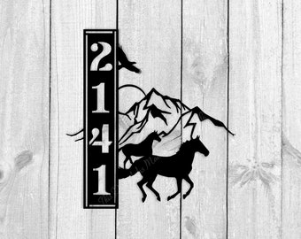 Customizable/Personalized Metal Horse Running Wild Farm/Ranch Address/Welcome Sign For Country/Cowboy Home Decor Equine Farmhouse Motif Gift