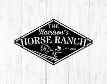 Customizable/Personalized Metal Horse Silhouette Farm/Ranch Entrance/Gate Entry Sign Country/Cowboy Home Decor Equine Farmhouse Motif Gift