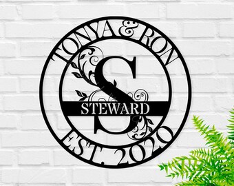 Custom Last Name Sign, Personalized Metal Wall Art, Custom Family Name Sign, Metal Initial Door Hanger, Wedding Gift, Housewarming Gift