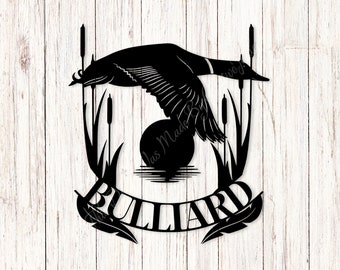 Customized/Personalized Metal Drake Mallard Duck Flying Sunset Sunrise Motif Hunting Camp/Home/Lodge/Cabin Wall/Door Decor Family Name Sign