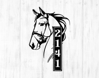 Customizable/Personalized Metal Horse Head/Bust Farm/Ranch Address/Welcome Sign For Country/Cowboy Home Decor Equine Farmhouse Motif Gift
