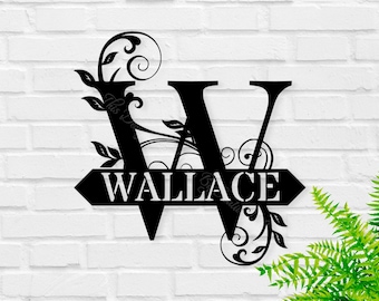 Custom Last Name Sign, Personalized Metal Wall Art, Custom Family Name Sign, Metal Initial Door Hanger, Wedding Gift, Housewarming Gift