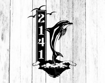 Customized/Personalized Metal Dolphin Full Breach & Seagulls Flying Vacation Home/Condo Address/Welcome Outdoor Art Decor Beach House Sign