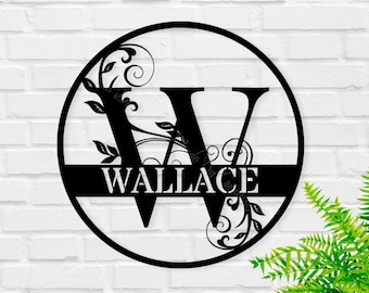 Custom Last Name Sign, Personalized Metal Wall Art, Custom Family Name Sign, Metal Initial Door Hanger, Wedding Gift, Housewarming Gift
