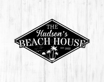 Customized/Personalized Metal Ocean Themed Beach House/Condo/Resort/Summer Vacation Home Family Name Sign Nautical Wall/Door Decor Plaque