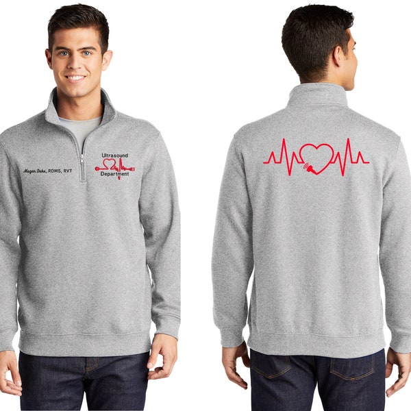 Healthcare Nurse Pullover Sweatshirt Embroidered Medical Healthcare Nurse Sport Tek® Quarter Zip Jacket Cadet Collar Sweatshirt Custom Print