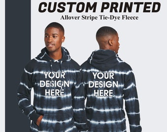 Custom Port & Company® Allover Stripe Tie-Dye Fleece Hoodie Custom Tie Dye Hooded Sweatshirt Custom Hoodie Personalized Hoodie Gift For Him