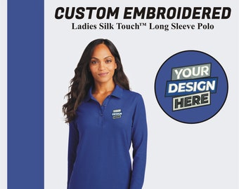 Custom Polo Shirt Long Sleeve Women Polo Shirt Custom Embroidered Logo Polo Shirt Silk Touch Polo Shirt Business Logo Shirt for Ladies