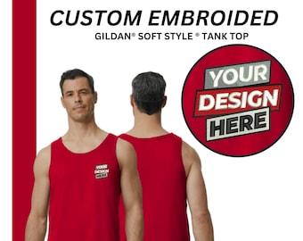 Gildan® Custom Tank Top, Beach Tank Top, Workout Tank Tops, Personalized Tank Top, Softstyle Tank Top, Gift for Boyfriend, Gift For Him